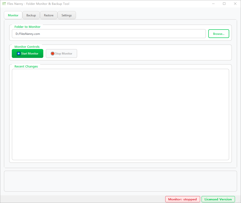 FilesNanny User Interface